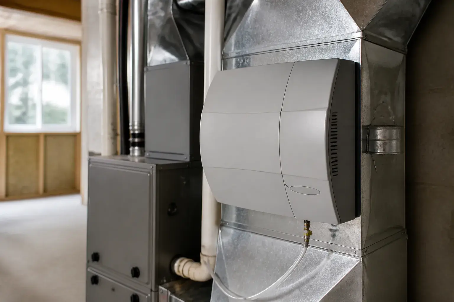 Whole-home air quality equipment in a utility room